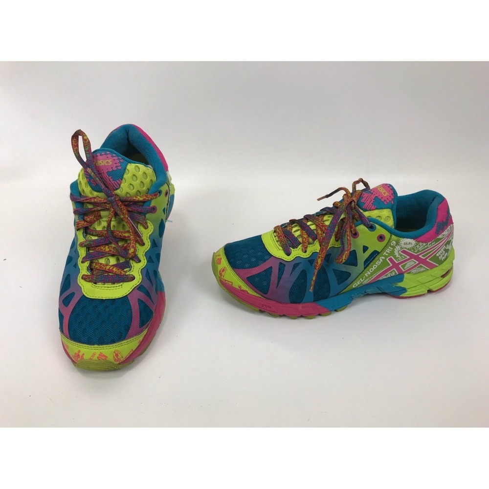 Asics Gel Noosa Tri 9 Women's Size 6 Yellow Pink Bklue Triathlon Running Shoes